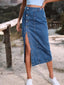 👖 The Drew | Front-Slit Denim Midi Skirt
