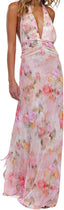 “Solana” Halter Floral Maxi Dress