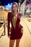 Zyvoria | Long Sleeve Ruched Bodycon Mini Dress
