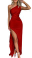 Zerava | One-Shoulder High Split Maxi Dress