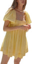 Mirelia | Babydoll Puff Sleeve Tie-Back Dress