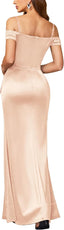 "Anastasia" Satin Off-Shoulder Gown