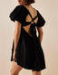 Mirelia | Babydoll Puff Sleeve Tie-Back Dress