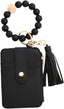 Neutral Beaded Card Case with Wristlet