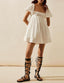 Mirelia | Babydoll Puff Sleeve Tie-Back Dress