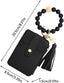 Neutral Beaded Card Case with Wristlet