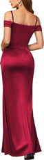 "Anastasia" Satin Off-Shoulder Gown