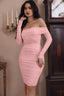 Velisse | Off-Shoulder Long Sleeve Ruched Party Mini Dress