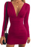 Zyvoria | Long Sleeve Ruched Bodycon Mini Dress