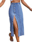 👖 The Drew | Front-Slit Denim Midi Skirt