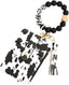 Neutral Beaded Card Case with Wristlet