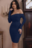 Velisse | Off-Shoulder Long Sleeve Ruched Party Mini Dress