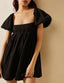 Mirelia | Babydoll Puff Sleeve Tie-Back Dress