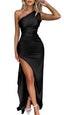 Zerava | One-Shoulder High Split Maxi Dress