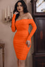 Velisse | Off-Shoulder Long Sleeve Ruched Party Mini Dress