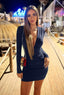 Zyvoria | Long Sleeve Ruched Bodycon Mini Dress