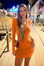 Zyvoria | Long Sleeve Ruched Bodycon Mini Dress