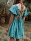 Mirelia | Babydoll Puff Sleeve Tie-Back Dress