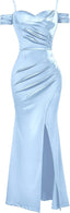 "Anastasia" Satin Off-Shoulder Gown