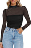 "Juno" Sheer Mesh Mock Neck Top