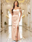 "Anastasia" Satin Off-Shoulder Gown