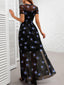 Osmira | Floral Mesh Short Sleeve Maxi Dress