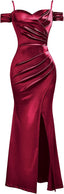 "Anastasia" Satin Off-Shoulder Gown