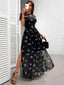 Osmira | Floral Mesh Short Sleeve Maxi Dress