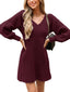 Novessi | Honeycomb Knit V-Neck Sweater Dress