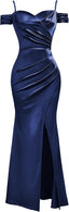 "Anastasia" Satin Off-Shoulder Gown