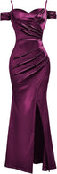 "Anastasia" Satin Off-Shoulder Gown
