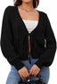 "Sarah" Button-Front Cable Cardigan