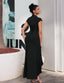 "Nadine" High Neck Draped Gown
