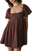 Mirelia | Babydoll Puff Sleeve Tie-Back Dress