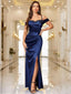 "Anastasia" Satin Off-Shoulder Gown