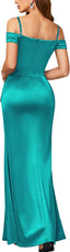"Anastasia" Satin Off-Shoulder Gown