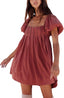 Mirelia | Babydoll Puff Sleeve Tie-Back Dress