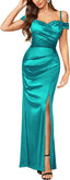 "Anastasia" Satin Off-Shoulder Gown