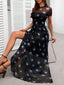Osmira | Floral Mesh Short Sleeve Maxi Dress