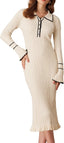 "Aurenza" Contrast Trim Knit Dress