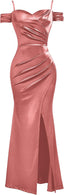 "Anastasia" Satin Off-Shoulder Gown