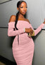 Velisse | Off-Shoulder Long Sleeve Ruched Party Mini Dress