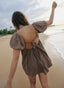 Mirelia | Babydoll Puff Sleeve Tie-Back Dress