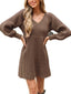 Novessi | Honeycomb Knit V-Neck Sweater Dress