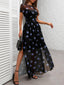 Osmira | Floral Mesh Short Sleeve Maxi Dress