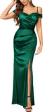 "Anastasia" Satin Off-Shoulder Gown