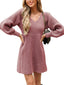 Novessi | Honeycomb Knit V-Neck Sweater Dress