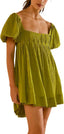 Mirelia | Babydoll Puff Sleeve Tie-Back Dress