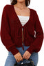 "Sarah" Button-Front Cable Cardigan