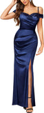 "Anastasia" Satin Off-Shoulder Gown